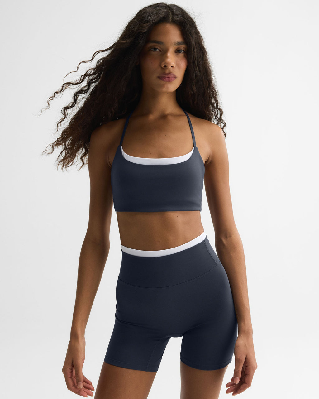 Ultimate Double Layer Crop Shorts - Midnight Blue/White