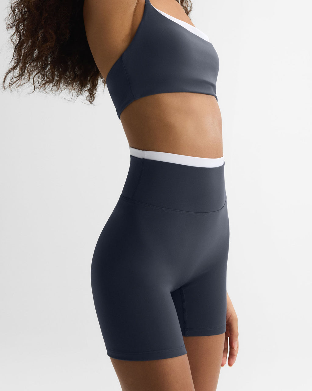 Ultimate Double Layer Crop Shorts - Midnight Blue/White