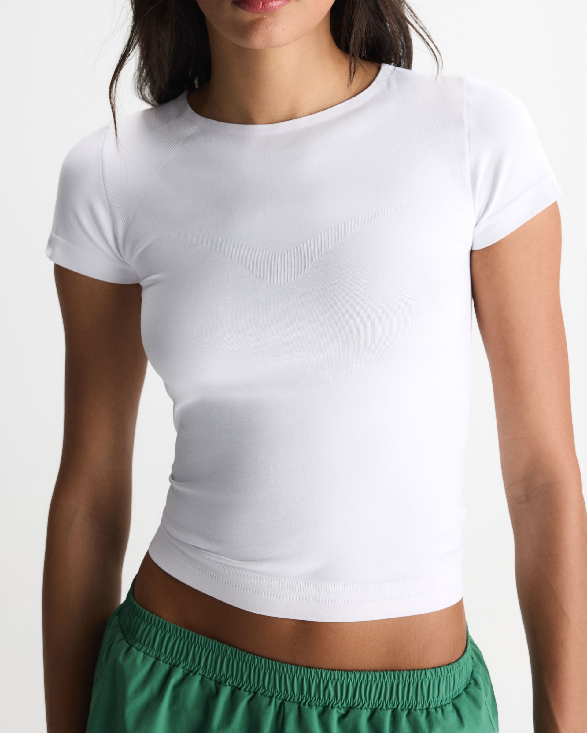 Seamless Short Sleeve Top - White